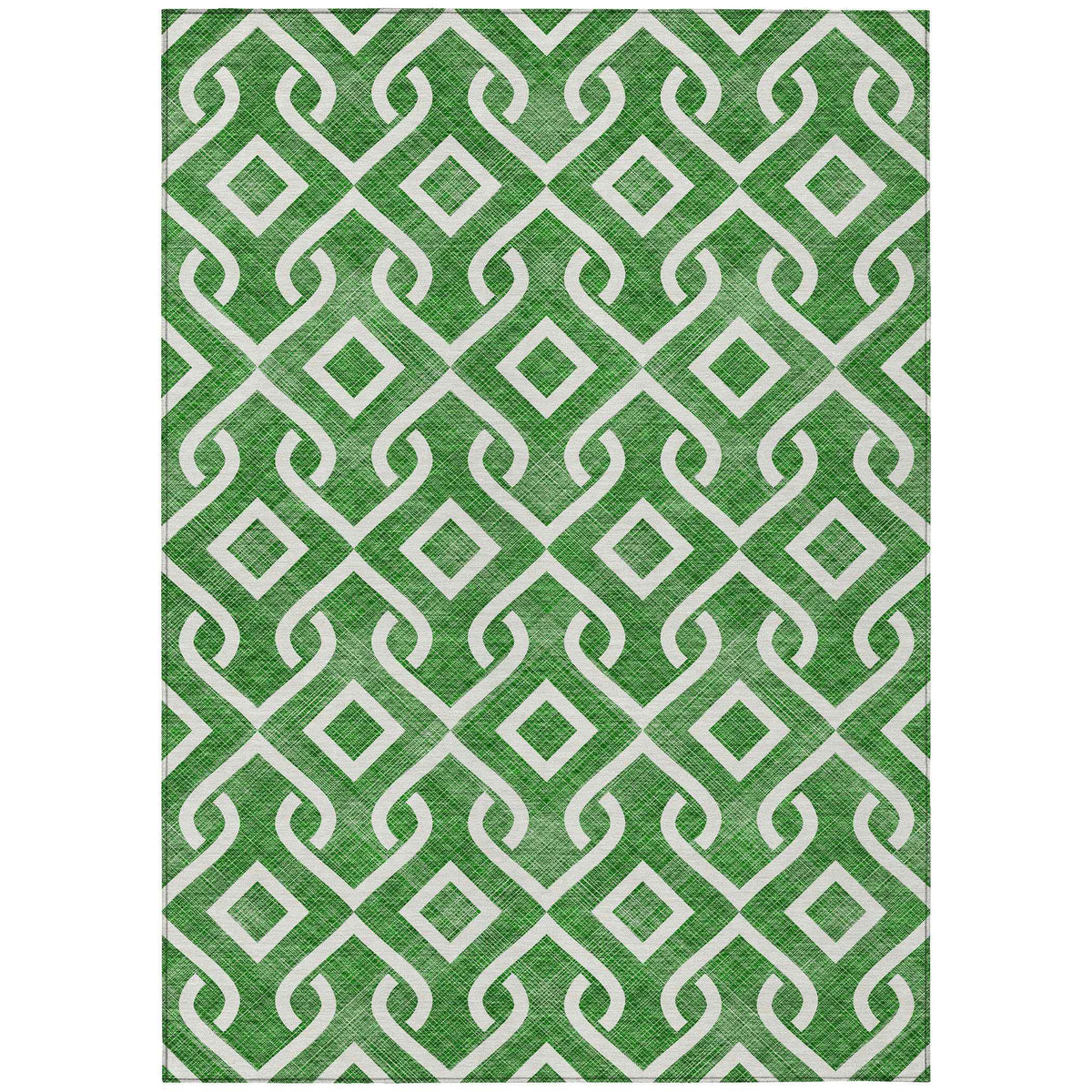 Offset Stripes Emerald Washable Indoor-Outdoor Rug