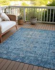 LOOMLAN Rugs Delaura Blue Washable Indoor-Outdoor Rug