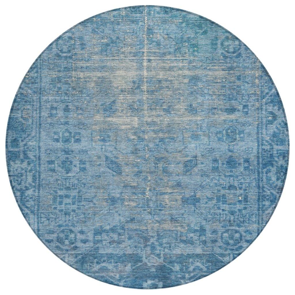 LOOMLAN Rugs Delaura Blue Washable Indoor-Outdoor Rug