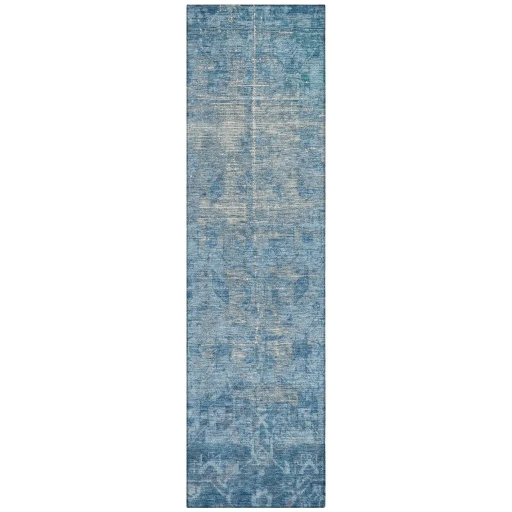 LOOMLAN Rugs Delaura Blue Washable Indoor-Outdoor Rug