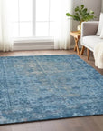 LOOMLAN Rugs Delaura Blue Washable Indoor-Outdoor Rug