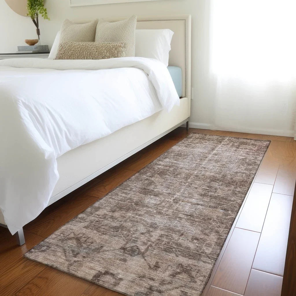 LOOMLAN Rugs Delaura Brown Washable Indoor-Outdoor Rug