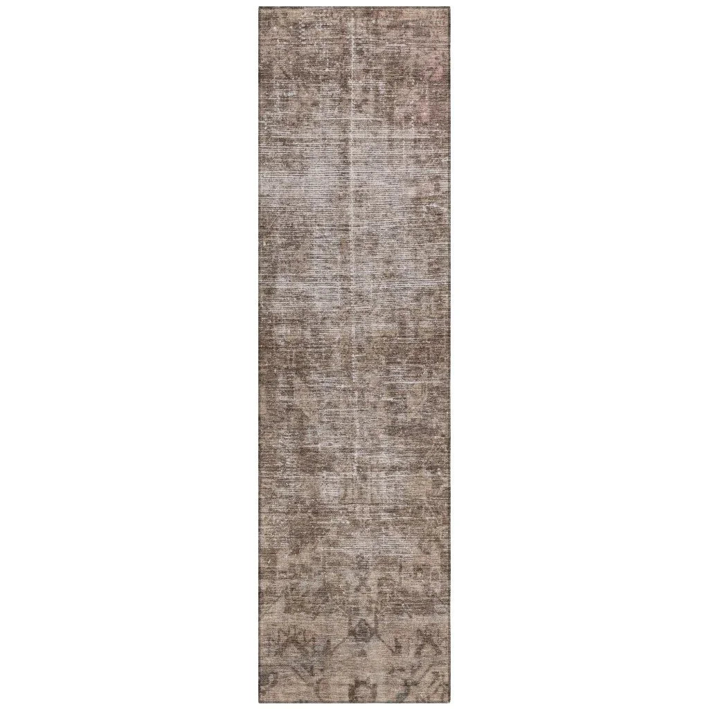 LOOMLAN Rugs Delaura Brown Washable Indoor-Outdoor Rug