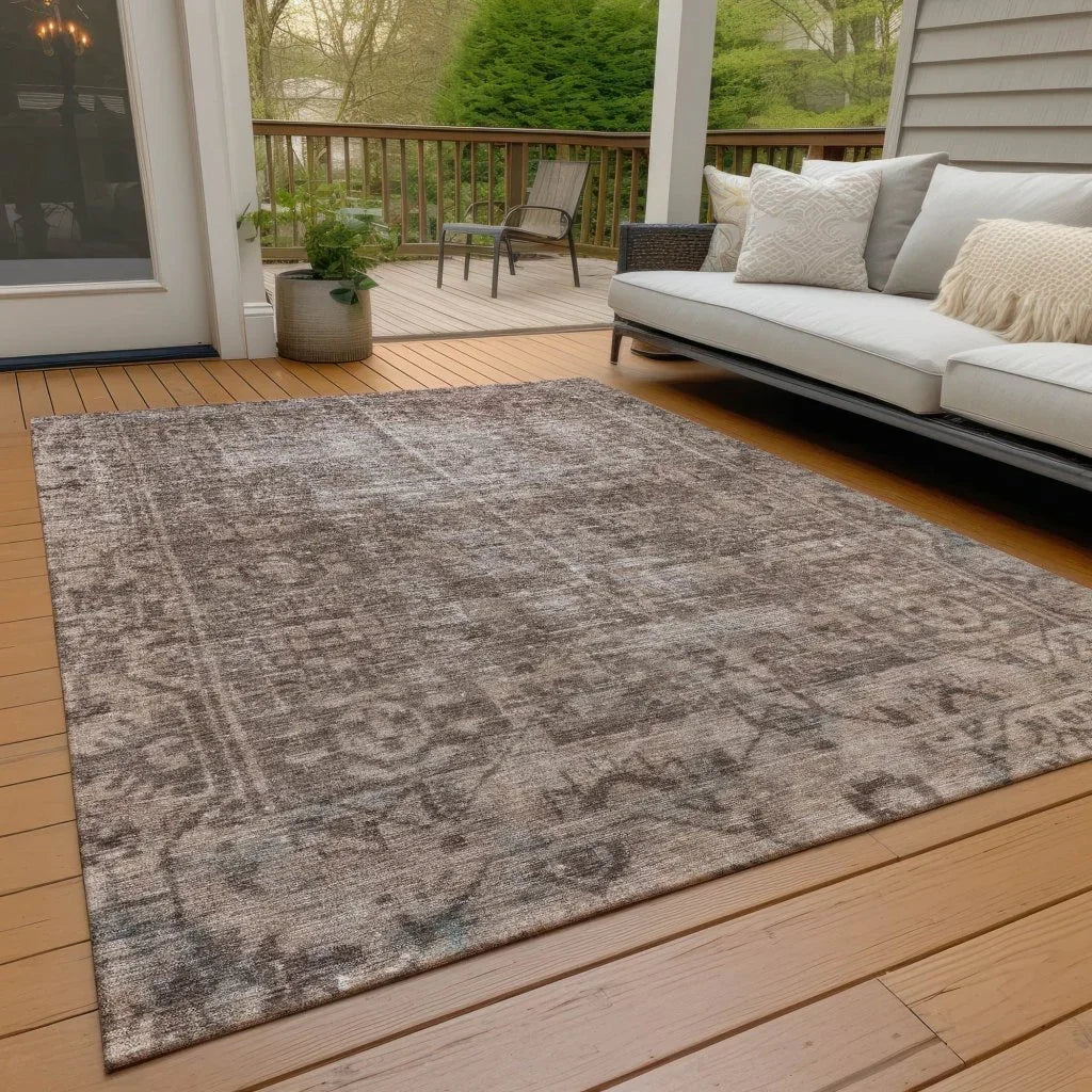 LOOMLAN Rugs Delaura Brown Washable Indoor-Outdoor Rug
