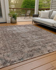 LOOMLAN Rugs Delaura Brown Washable Indoor-Outdoor Rug