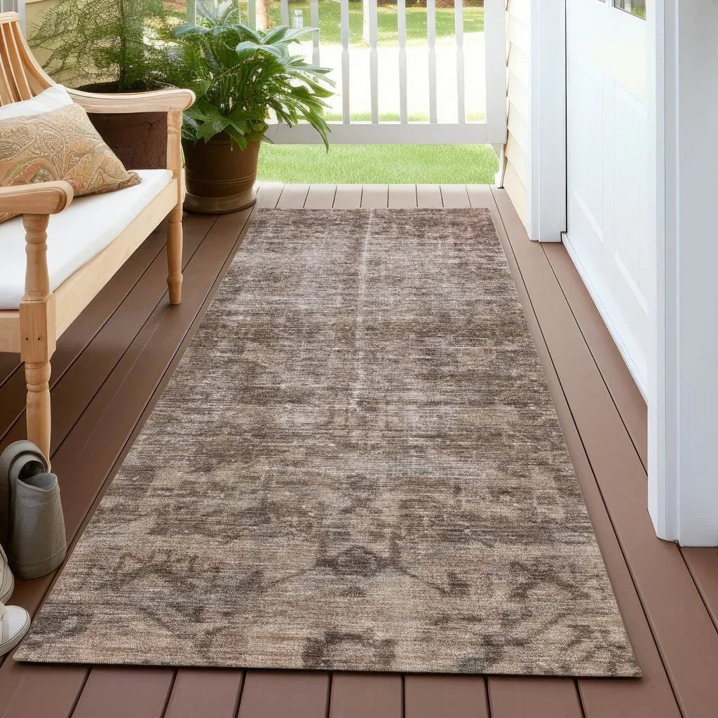 LOOMLAN Rugs Delaura Brown Washable Indoor-Outdoor Rug