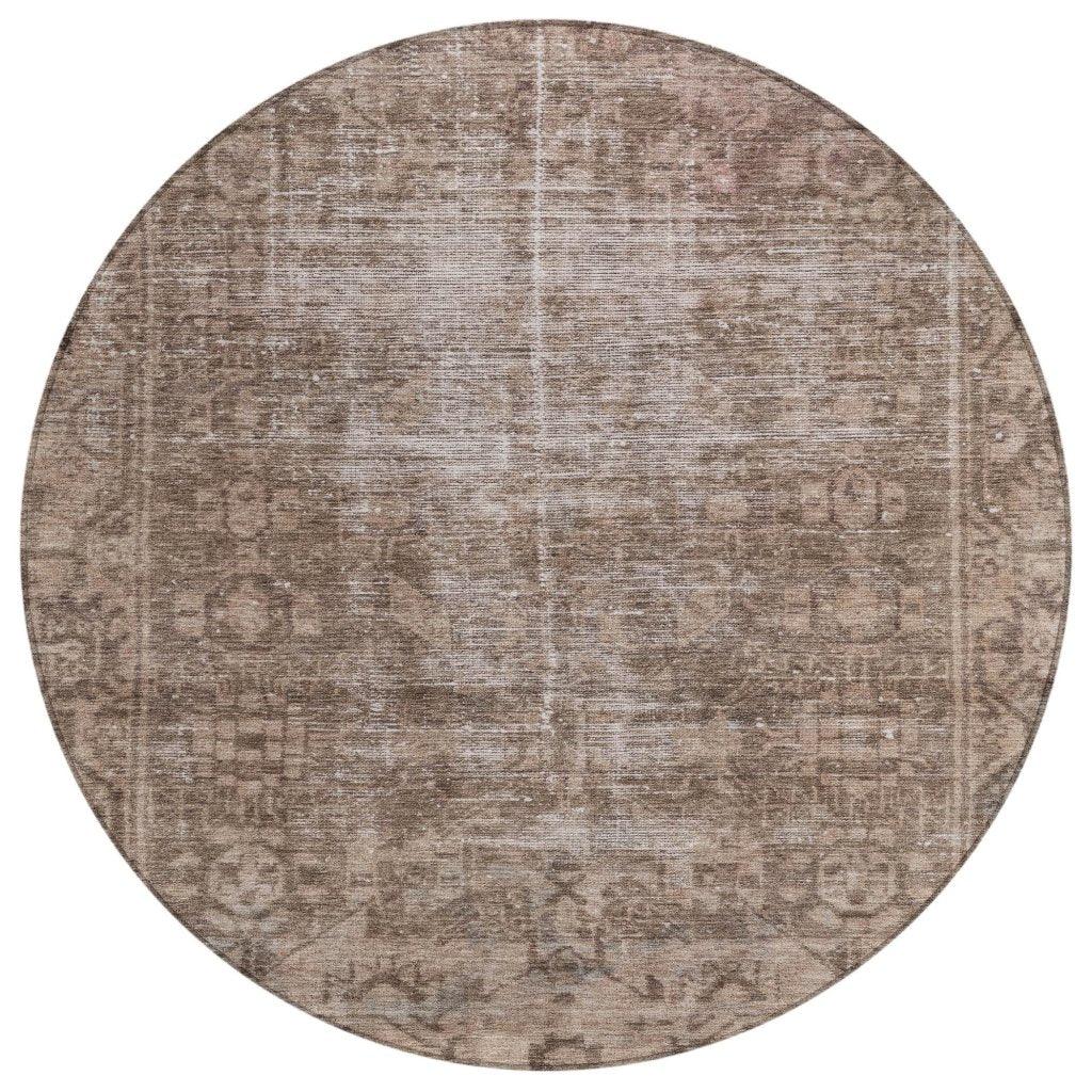 LOOMLAN Rugs Delaura Brown Washable Indoor-Outdoor Rug