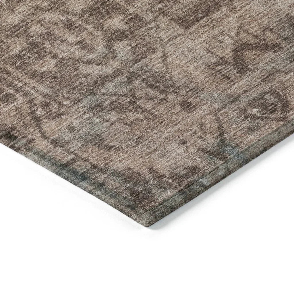 LOOMLAN Rugs Delaura Brown Washable Indoor-Outdoor Rug
