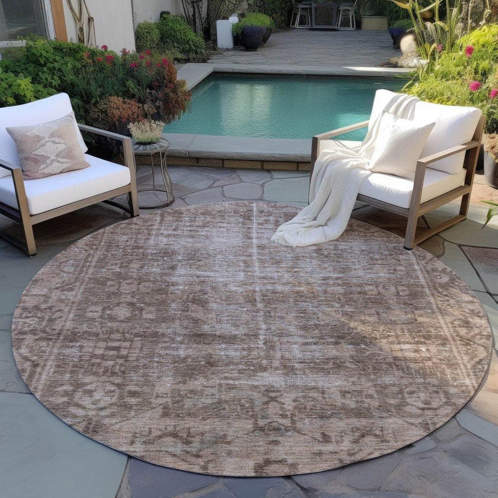 LOOMLAN Rugs Delaura Brown Washable Indoor-Outdoor Rug