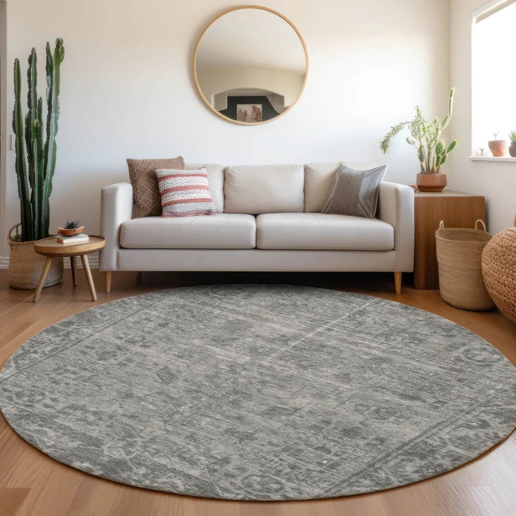 LOOMLAN Rugs Delaura Gray Washable Indoor-Outdoor Rug