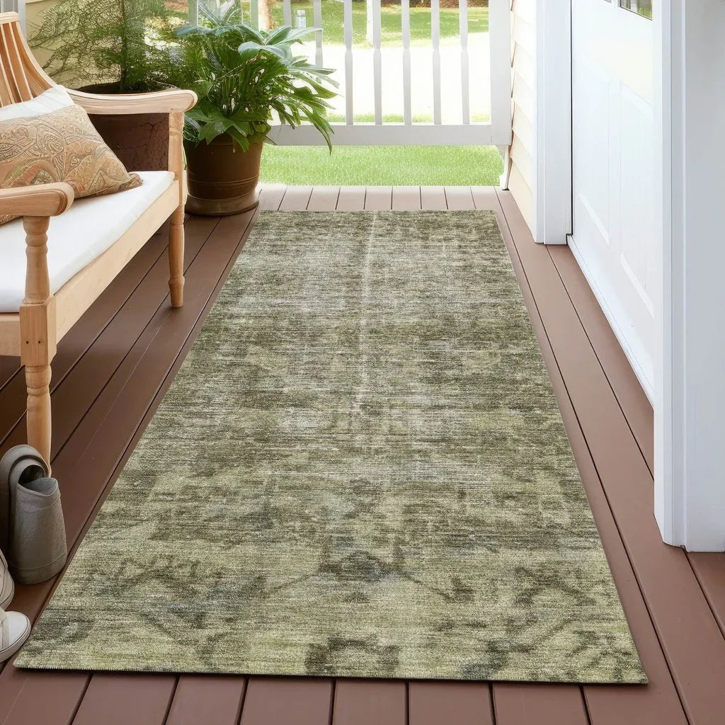 LOOMLAN Rugs Delaura Green Washable Indoor-Outdoor Rug