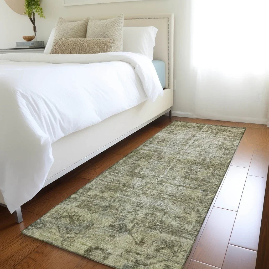 LOOMLAN Rugs Delaura Green Washable Indoor-Outdoor Rug