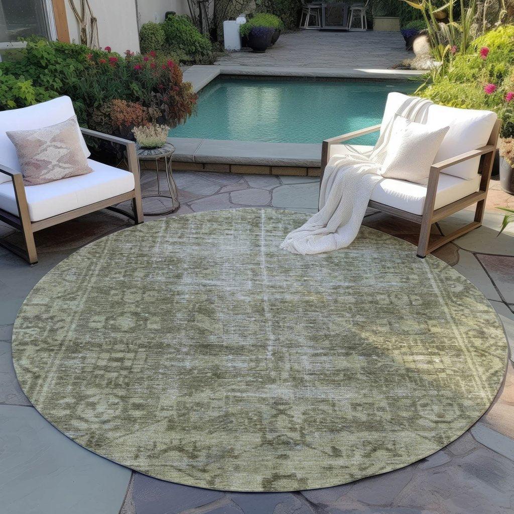 LOOMLAN Rugs Delaura Green Washable Indoor-Outdoor Rug
