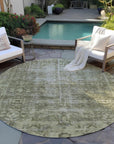 LOOMLAN Rugs Delaura Green Washable Indoor-Outdoor Rug
