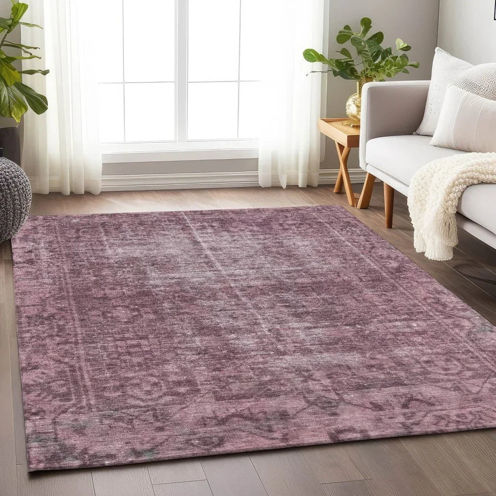 LOOMLAN Rugs Delaura Red Washable Indoor-Outdoor Rug