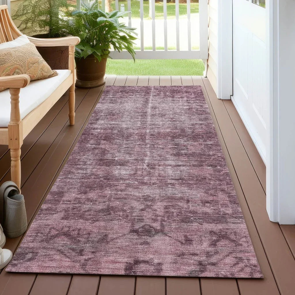 LOOMLAN Rugs Delaura Red Washable Indoor-Outdoor Rug