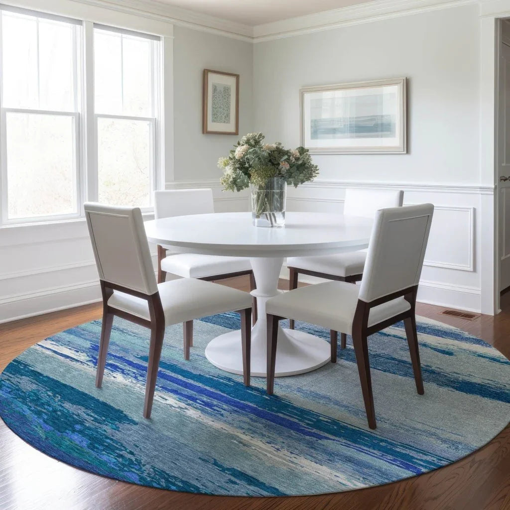 LOOMLAN Rugs Dervika Blue Washable Indoor-Outdoor Rug