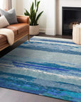 LOOMLAN Rugs Dervika Blue Washable Indoor-Outdoor Rug