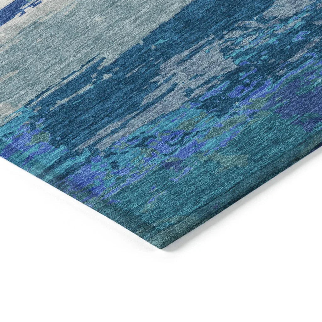 LOOMLAN Rugs Dervika Blue Washable Indoor-Outdoor Rug