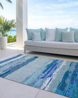 LOOMLAN Rugs Dervika Blue Washable Indoor-Outdoor Rug