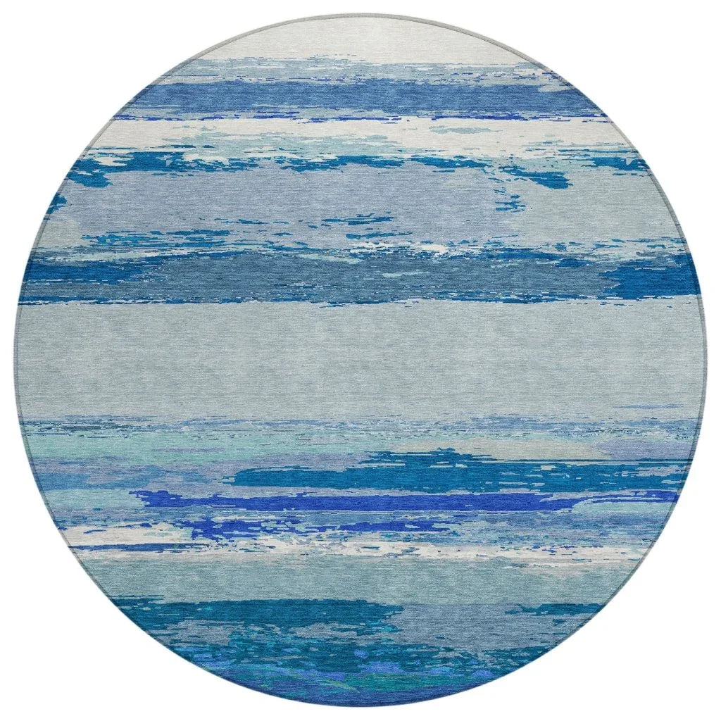 LOOMLAN Rugs Dervika Blue Washable Indoor-Outdoor Rug