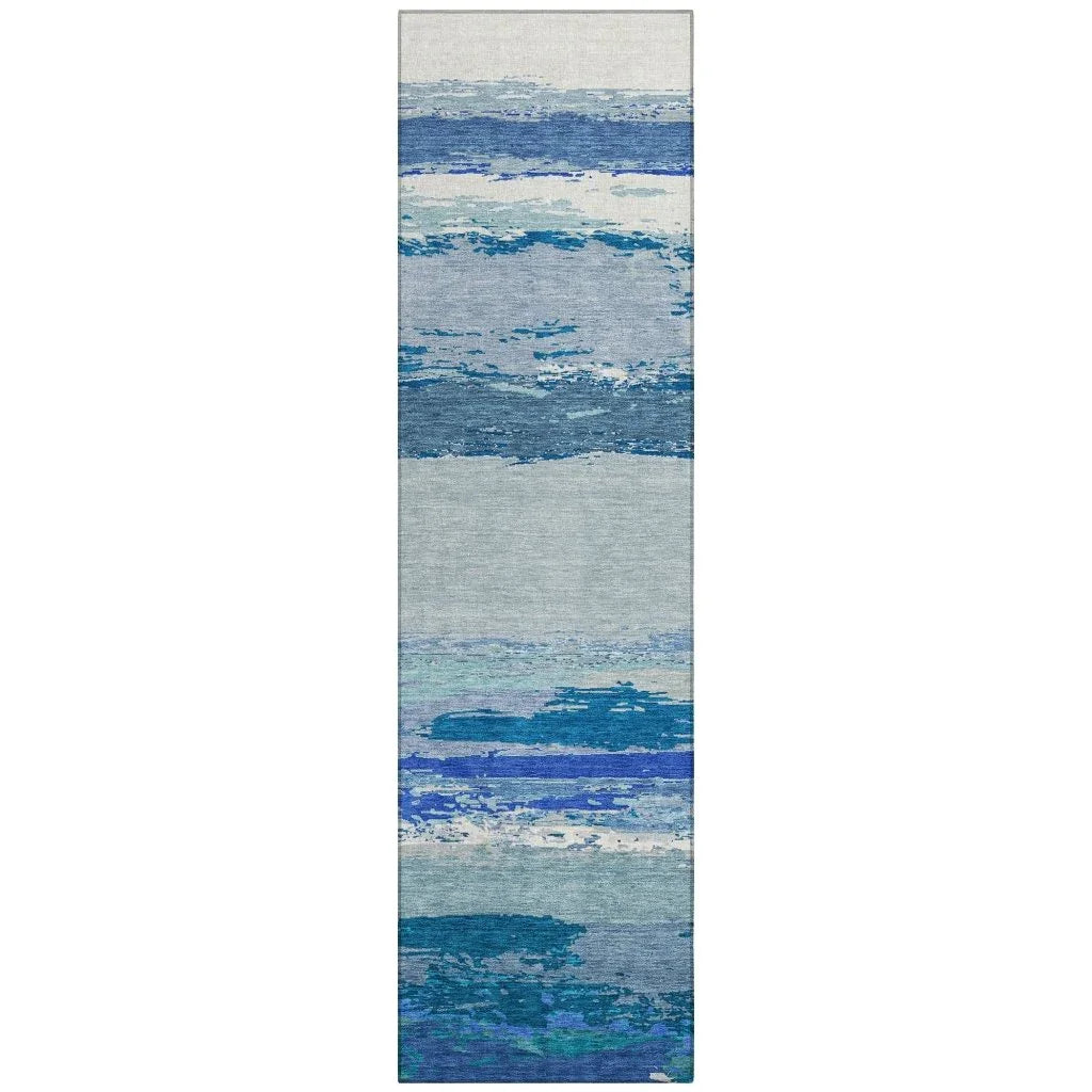 LOOMLAN Rugs Dervika Blue Washable Indoor-Outdoor Rug