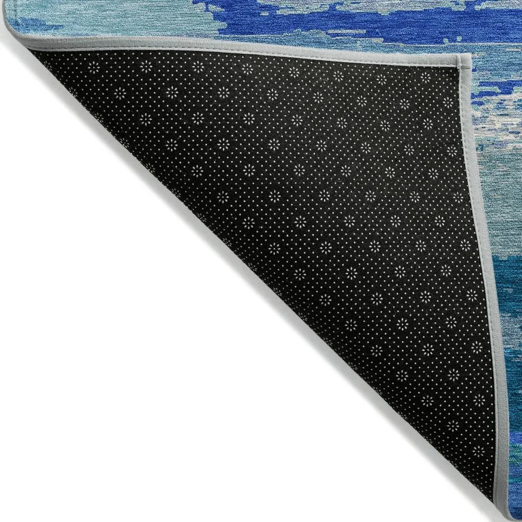 LOOMLAN Rugs Dervika Blue Washable Indoor-Outdoor Rug