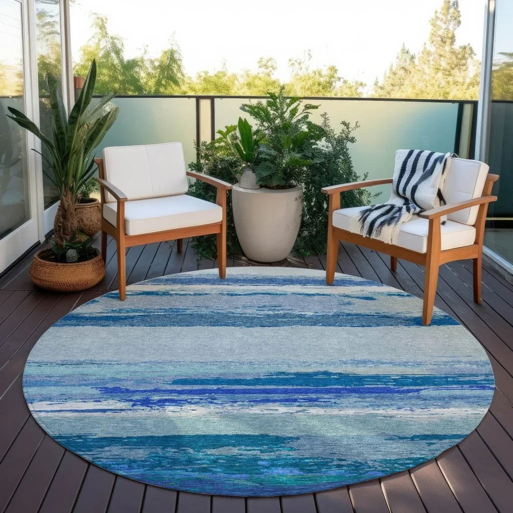 LOOMLAN Rugs Dervika Blue Washable Indoor-Outdoor Rug