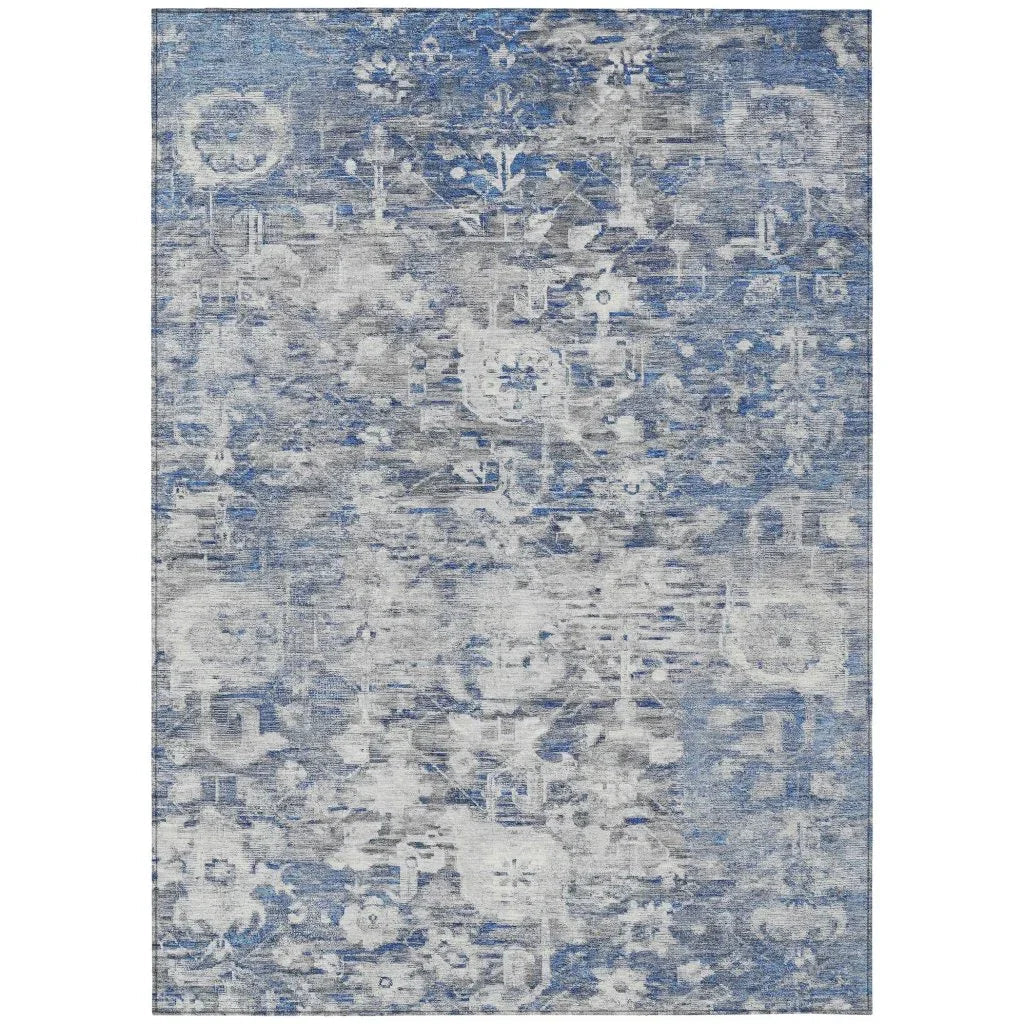 LOOMLAN Rugs Dorana Blue Washable Indoor-Outdoor Rug
