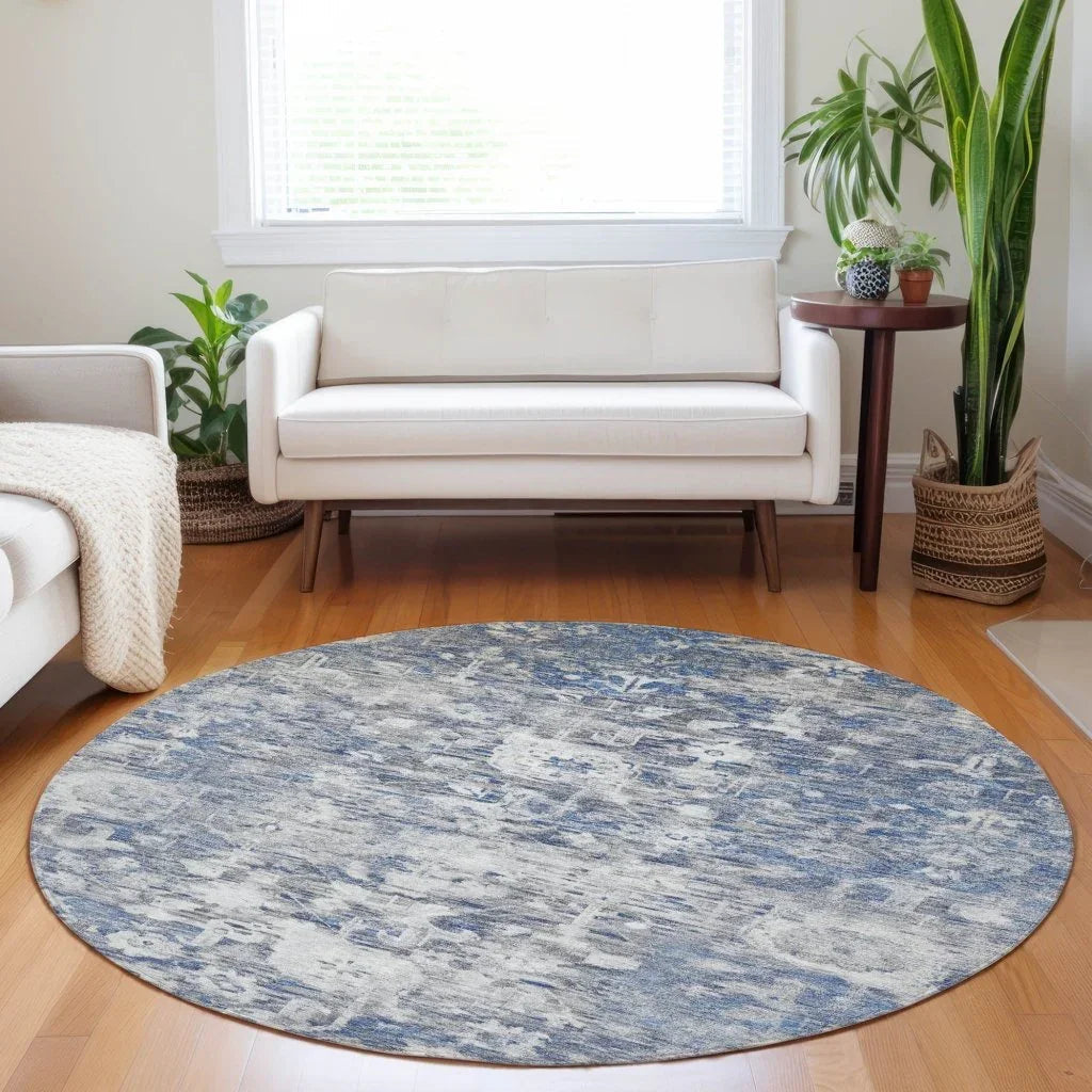 LOOMLAN Rugs Dorana Blue Washable Indoor-Outdoor Rug