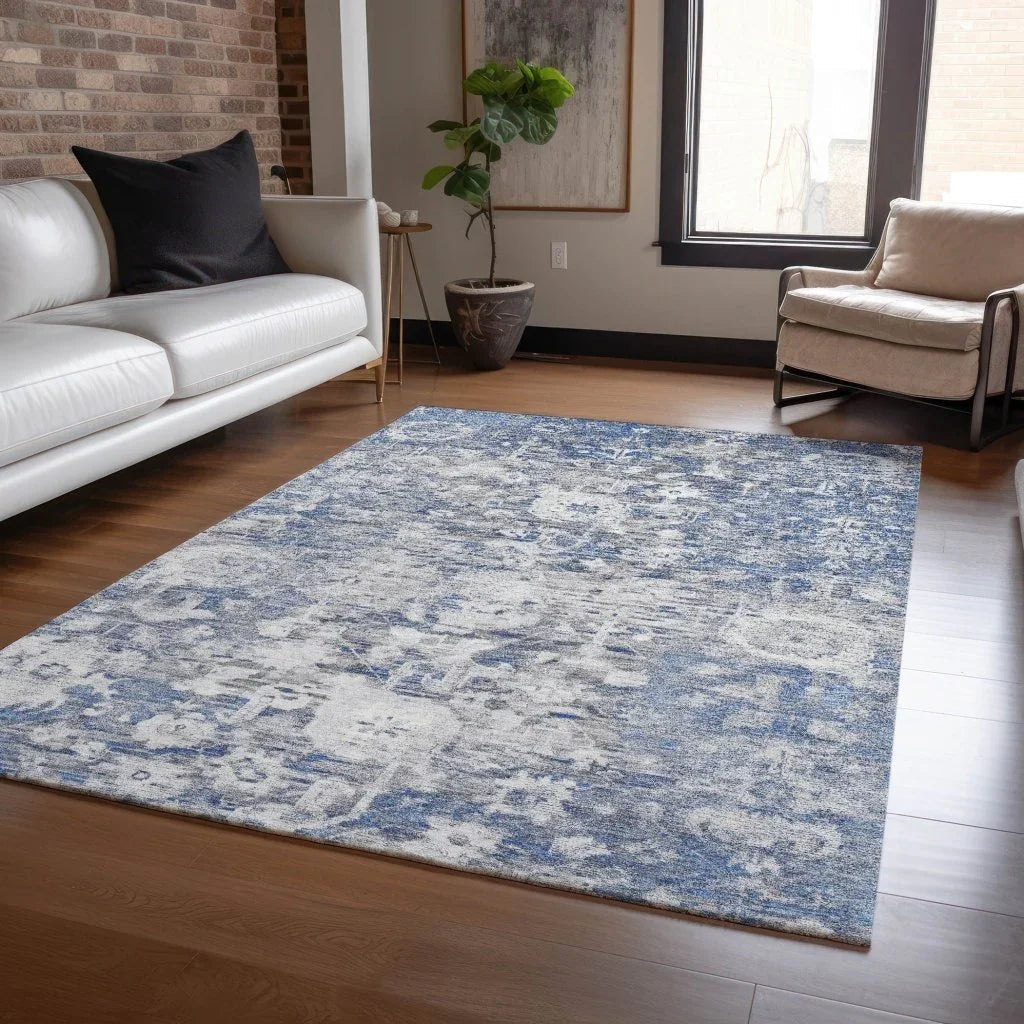 LOOMLAN Rugs Dorana Blue Washable Indoor-Outdoor Rug