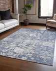 LOOMLAN Rugs Dorana Blue Washable Indoor-Outdoor Rug