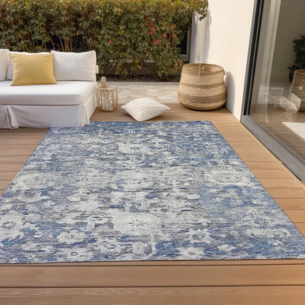 LOOMLAN Rugs Dorana Blue Washable Indoor-Outdoor Rug
