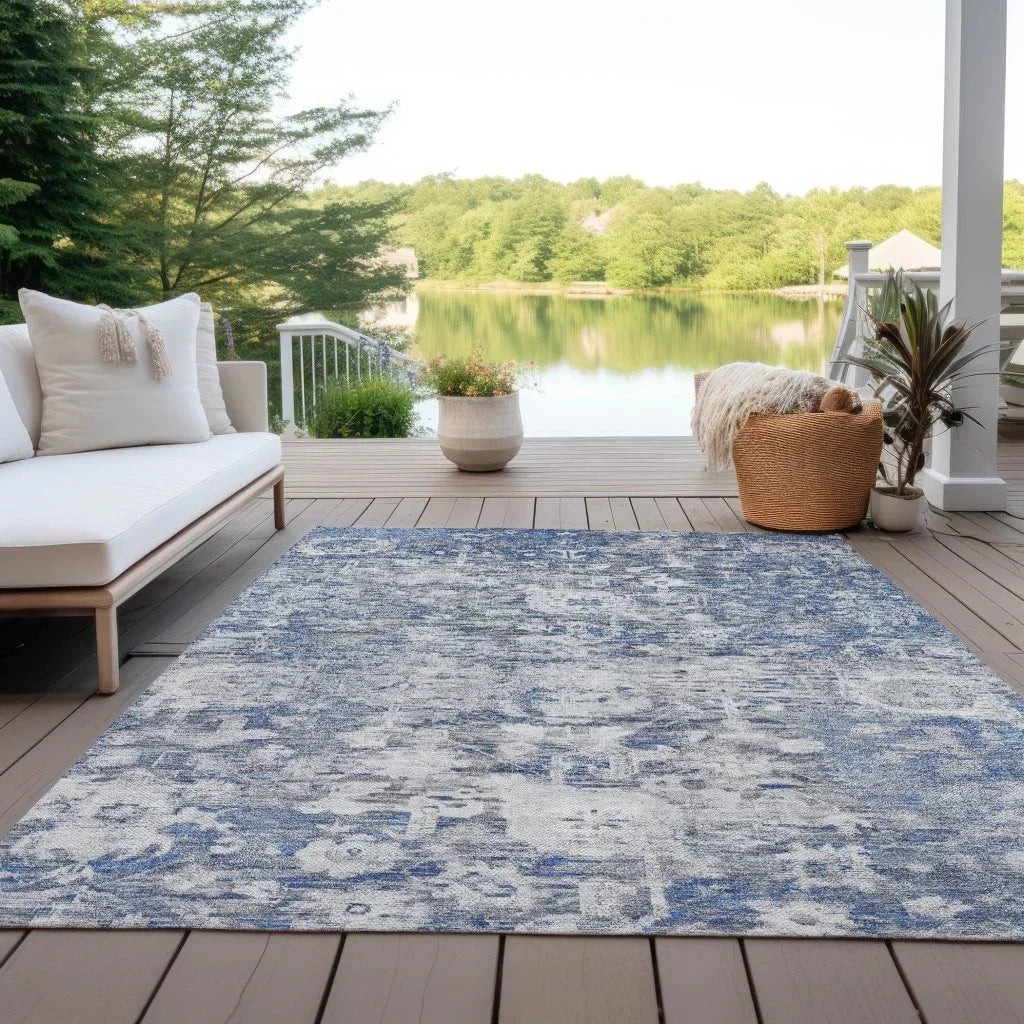 LOOMLAN Rugs Dorana Blue Washable Indoor-Outdoor Rug