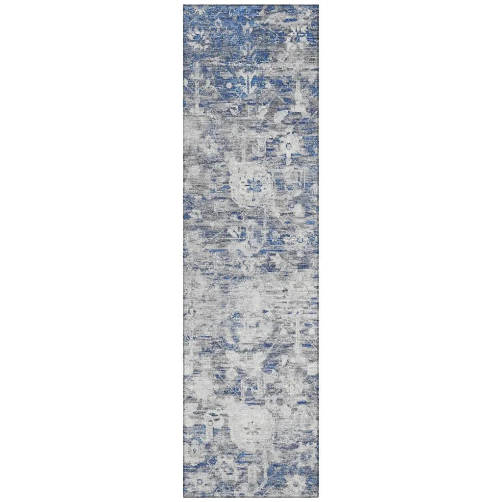 LOOMLAN Rugs Dorana Blue Washable Indoor-Outdoor Rug