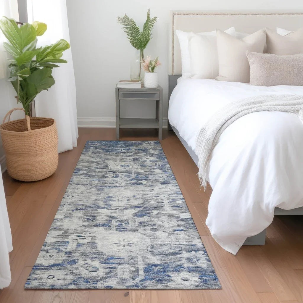 LOOMLAN Rugs Dorana Blue Washable Indoor-Outdoor Rug