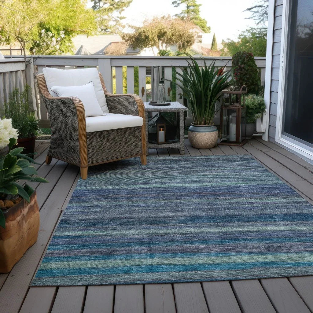 LOOMLAN Rugs Doravine Blue Washable Indoor-Outdoor Rug