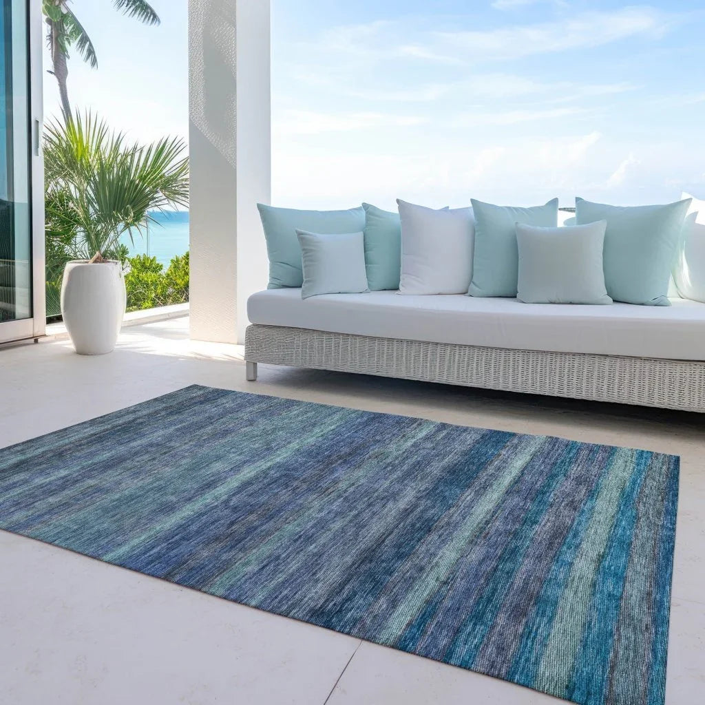 LOOMLAN Rugs Doravine Blue Washable Indoor-Outdoor Rug