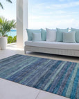 LOOMLAN Rugs Doravine Blue Washable Indoor-Outdoor Rug