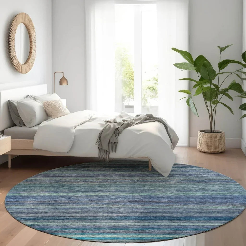 LOOMLAN Rugs Doravine Blue Washable Indoor-Outdoor Rug