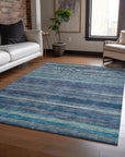 LOOMLAN Rugs Doravine Blue Washable Indoor-Outdoor Rug