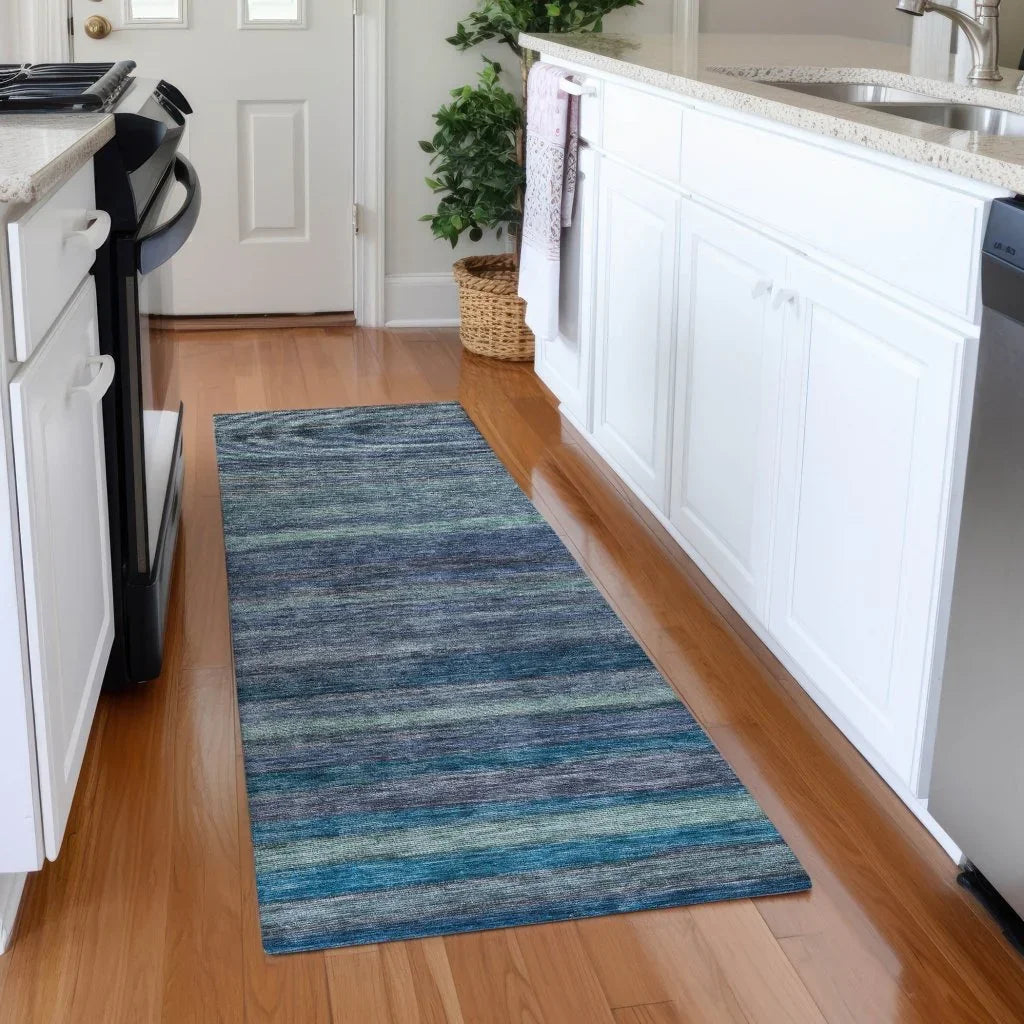 LOOMLAN Rugs Doravine Blue Washable Indoor-Outdoor Rug
