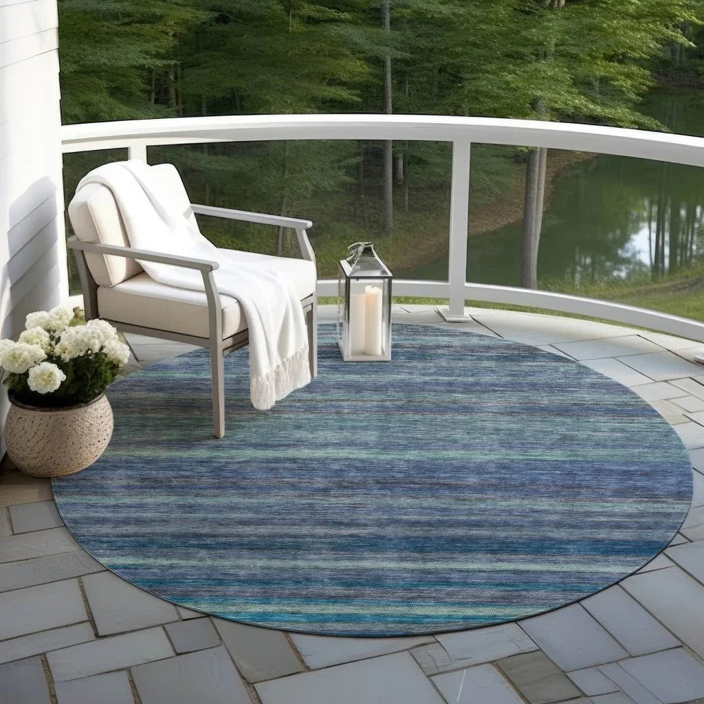 LOOMLAN Rugs Doravine Blue Washable Indoor-Outdoor Rug