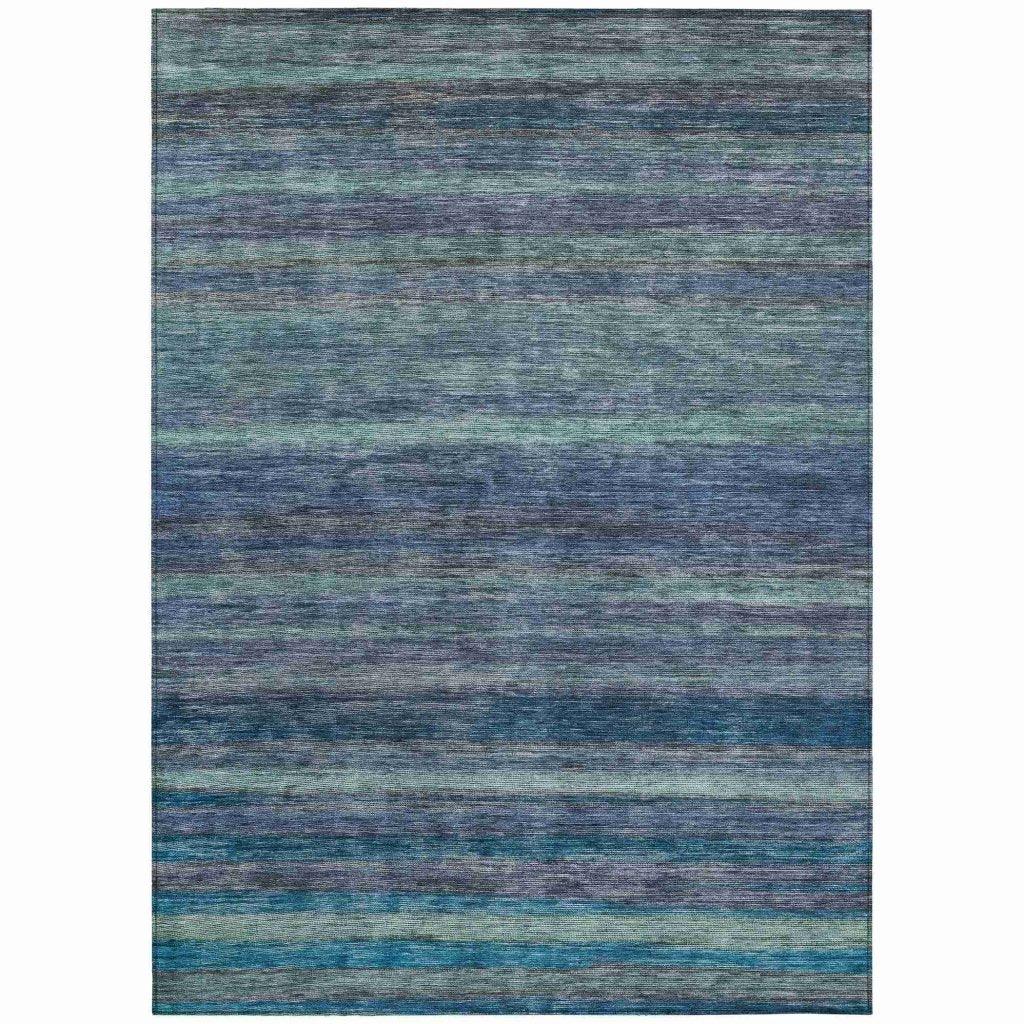 LOOMLAN Rugs Doravine Blue Washable Indoor-Outdoor Rug