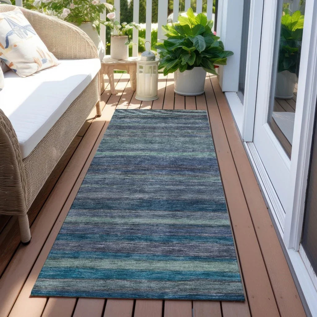 LOOMLAN Rugs Doravine Blue Washable Indoor-Outdoor Rug