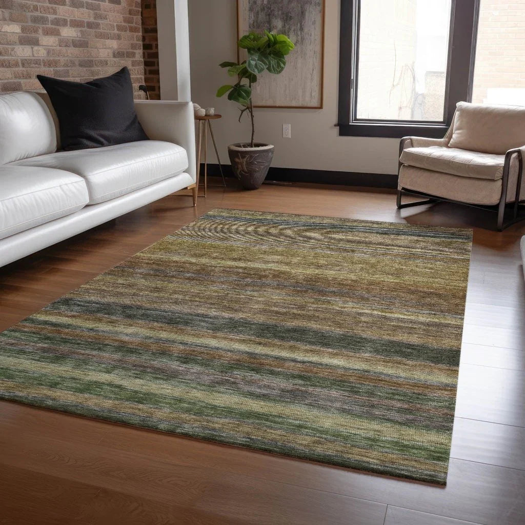 LOOMLAN Rugs Doravine Brown Washable Indoor-Outdoor Rug