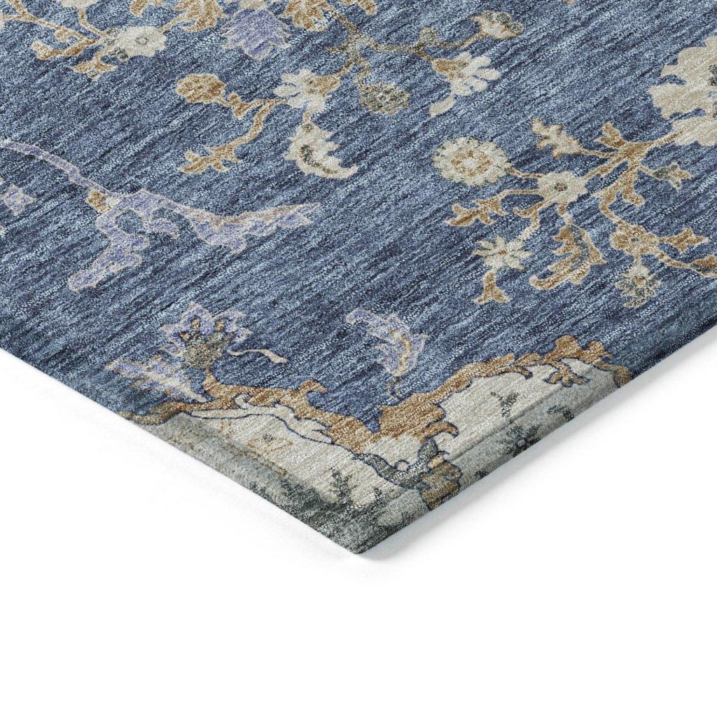 LOOMLAN Rugs Doris Blue Washable Indoor-Outdoor Rug