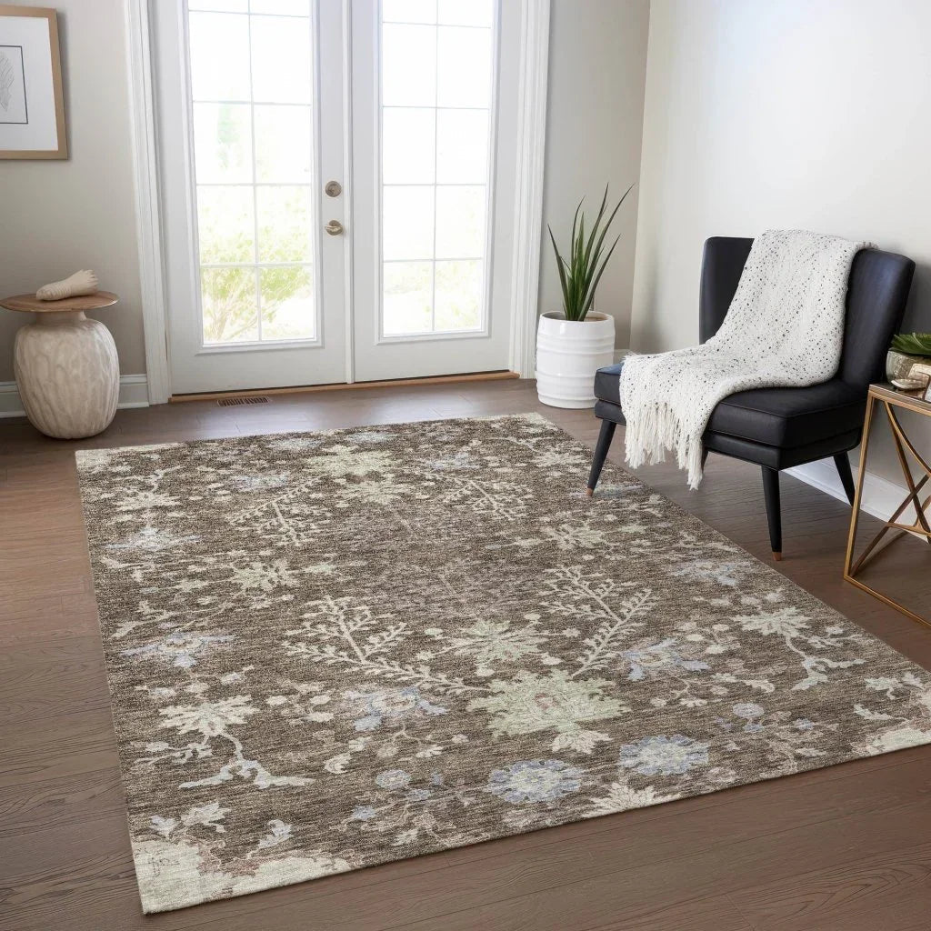 LOOMLAN Rugs Doris Brown Washable Indoor-Outdoor Rug
