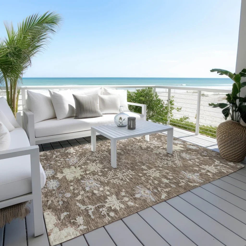 LOOMLAN Rugs Doris Brown Washable Indoor-Outdoor Rug