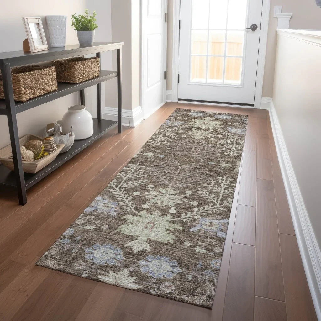 LOOMLAN Rugs Doris Brown Washable Indoor-Outdoor Rug